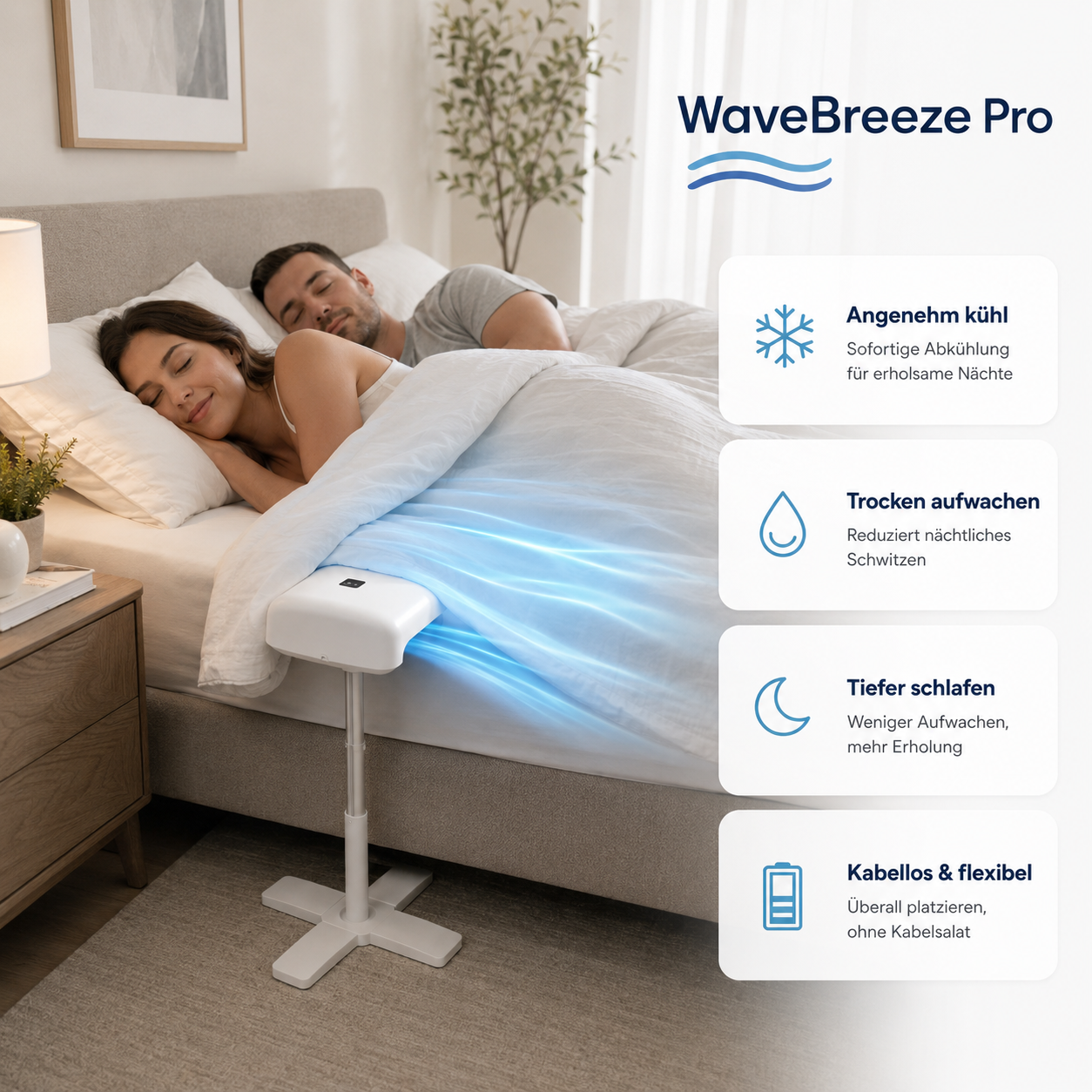 WaveBreeze Pro – Kabelloser Bettlüfter